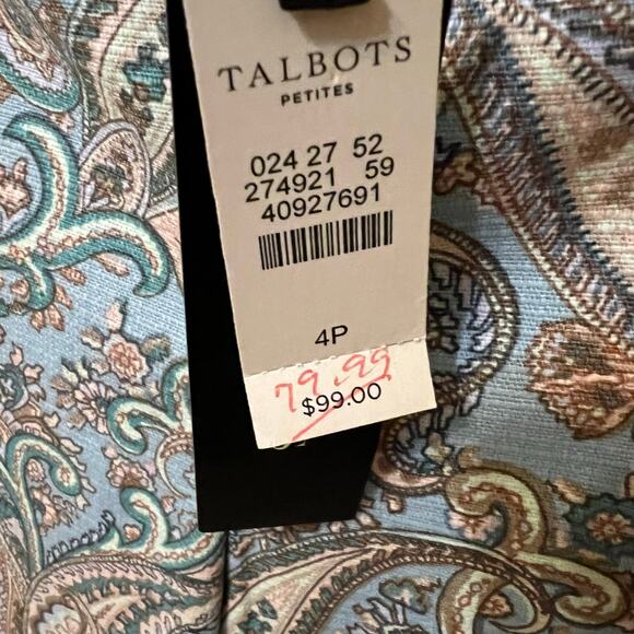 Talbots Chatham Ankle Paisley Print Dress Pants Women's Size 4P NWT Preppy - Picture 4 of 5